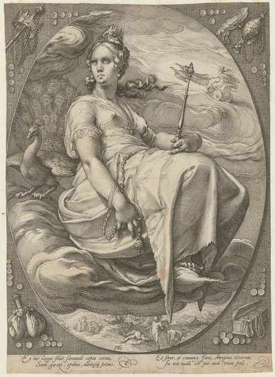 Juno, blad 3 i serien «Tre gudinder» af Hendrick Goltzius