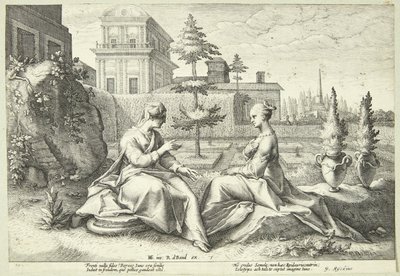Juno i forklædning som Beroë advarer Semele af Hendrick Goltzius