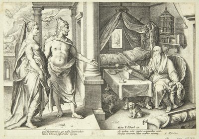 Jupiter og Juno konsulterer Teiresias af Hendrick Goltzius