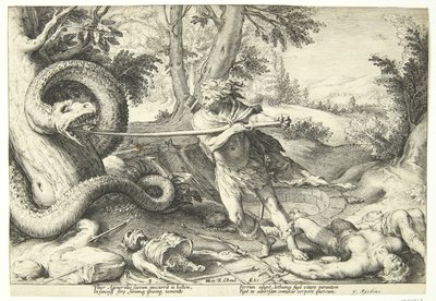 Kadmos dræber dragen af Hendrick Goltzius