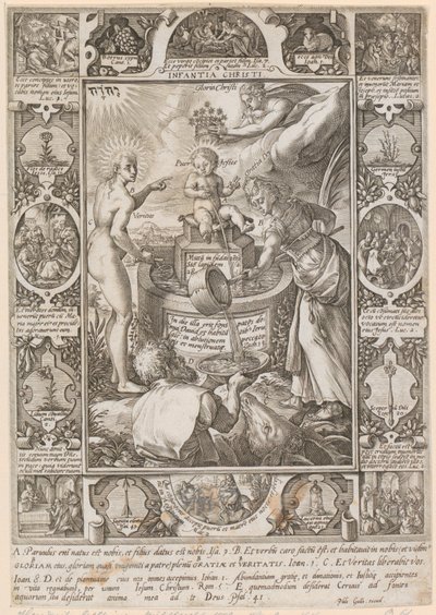 Kristi barndom, blad 3 i serien »Kristi liv« af Hendrick Goltzius