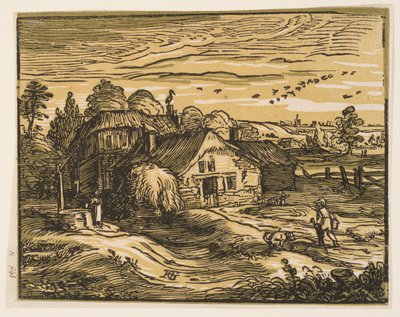 Landskab med bondegård af Hendrick Goltzius