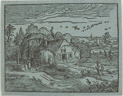 Landskab med en bondegård, fra Fire små landskaber af Hendrick Goltzius