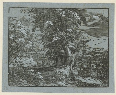 Landskab med siddende par Fire små landskaber (serietitel) af Hendrick Goltzius