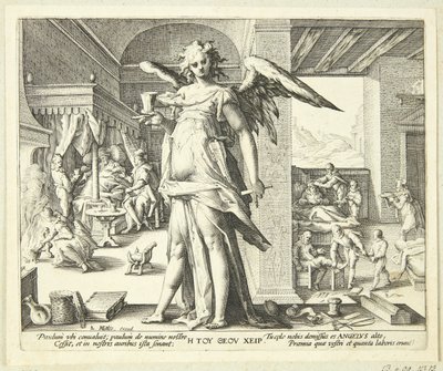 Lægen som engel af Hendrick Goltzius