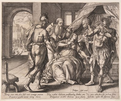 Lucretia slår sig selv ihjel, fra Historien om Lucretia af Hendrick Goltzius