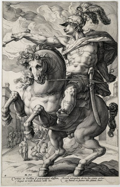 Marcus Curtius The Roman Heroes (serietitel) af Hendrick Goltzius