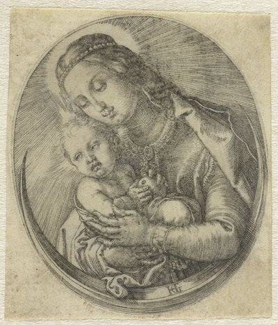 Maria med Kristusbarn på en halvmåne af Hendrick Goltzius