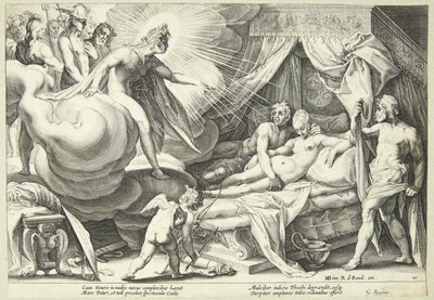 Mars og Venus overraskes af Hendrick Goltzius