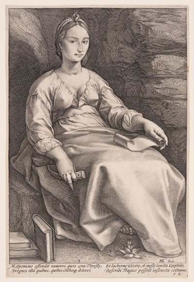 Melpomene, tragediens muse, fra De ni muser af Hendrick Goltzius