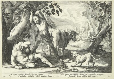 Merkur dræber Argus af Hendrick Goltzius