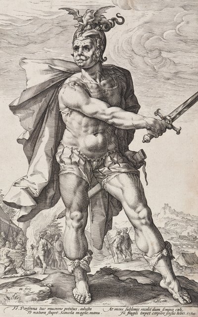 Mucius Scaevola (Romerske helte, tavle 3) af Hendrick Goltzius