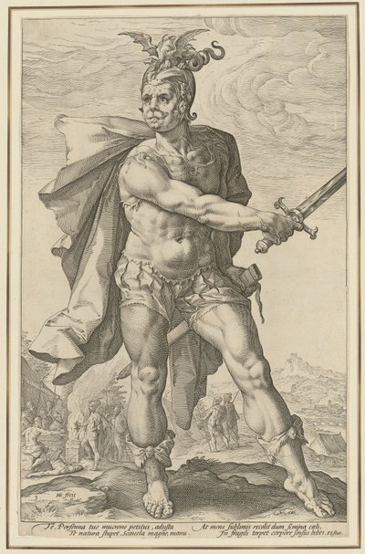 Mucius Scaevola, side 3 i serien »Romerske helte« af Hendrick Goltzius