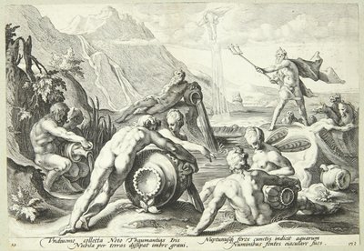 Neptun planlægger tilintetgørelsen af menneskeheden af Hendrick Goltzius