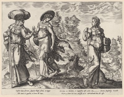 Orpa forlader Naomi og Ruth The History of Ruth (serietitel) af Hendrick Goltzius