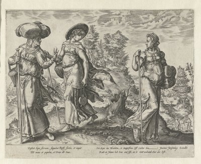 Orpa forlader Naomi og Ruth The History of Ruth (serietitel) af Hendrick Goltzius