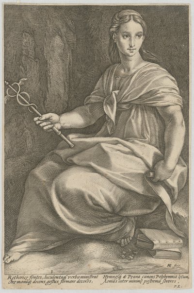 Polyhymnia, blad 8 i serien «Ni muser» af Hendrick Goltzius