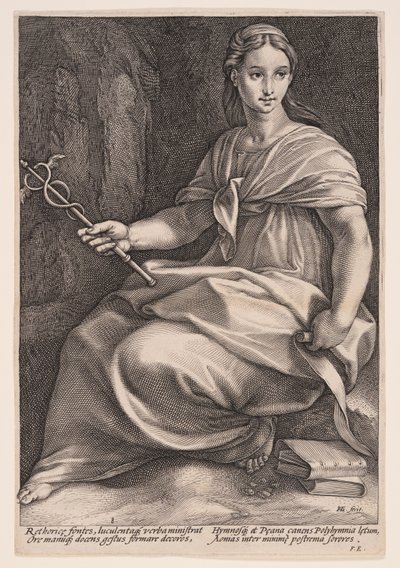 Polyhymnia, korpoesiens muse, fra De ni muser af Hendrick Goltzius
