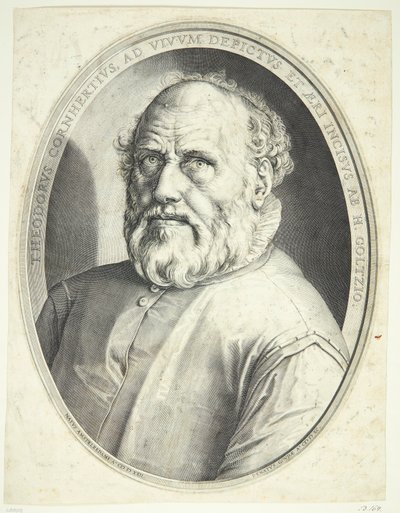 Portræt af Dirck Volkertsz Coornhert af Hendrick Goltzius