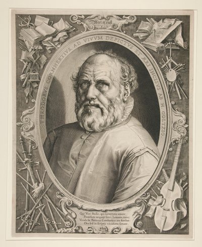 Portræt af Dirck Volckertszoon Coornhert (1522-1590) af Hendrick Goltzius