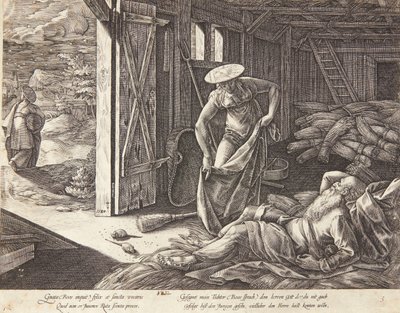 Ruth og Boaz på tærskepladsen af Hendrick Goltzius