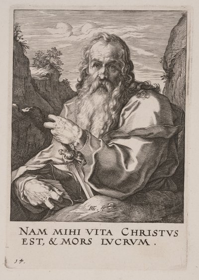 Paulus, fra Kristus, apostlene og Paulus med trosbekendelsen af Hendrick Goltzius