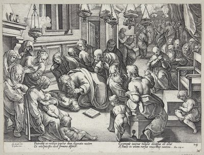 Sankt Paulus oprejste Eutychus af Hendrick Goltzius
