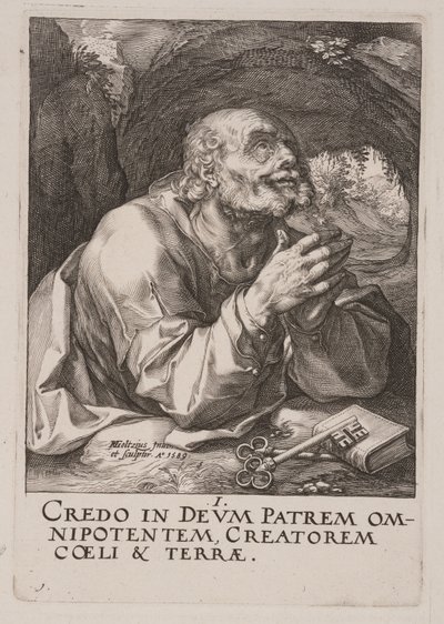 Peter, fra Kristus, apostlene og Paulus med trosbekendelsen af Hendrick Goltzius