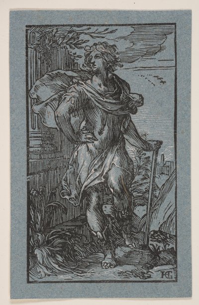 Stående ung mand med stok af Hendrick Goltzius