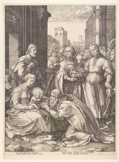 The Adoration of the Magi, fra The Birth and Early Life of Christ af Hendrick Goltzius