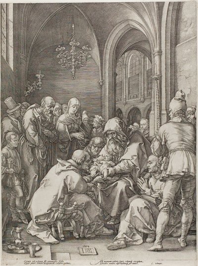 Omskæringen, plade fire fra The Birth and Early Life of Christ af Hendrick Goltzius