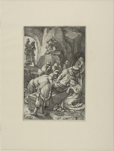 Begravelsen, plade elleve fra The Passion of Christ af Hendrick Goltzius