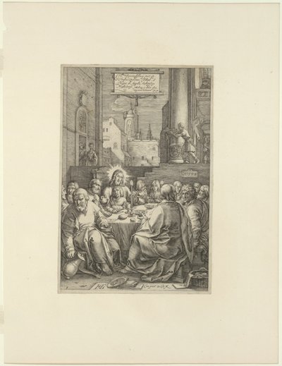 Den sidste nadver, tallerken en fra The Passion of Christ af Hendrick Goltzius