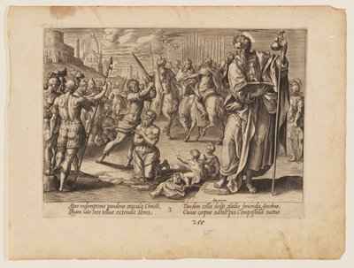 Jakob den Stores martyrium, fra Kristi og apostlenes martyrium af Hendrick Goltzius