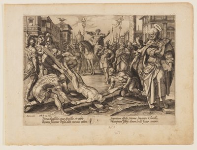 Peters martyrium, fra Kristi og apostlenes martyrium af Hendrick Goltzius