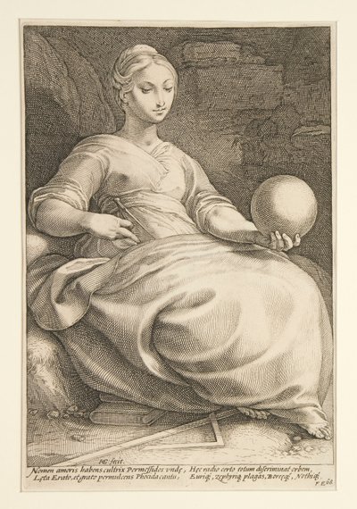 The Nine Muses: Erato, #7 i en serie på 9 af Hendrick Goltzius