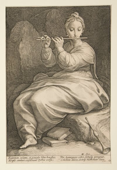 The Nine Muses: Euterpe, #6 i en serie af 9 af Hendrick Goltzius