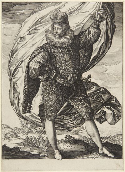 Fane-bæreren, vendt mod højre af Hendrick Goltzius