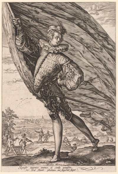 Fanebæreren, drejet til venstre af Hendrick Goltzius