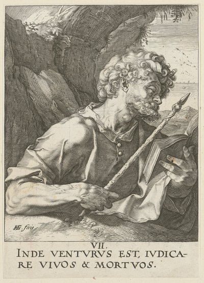 Thomas, blad 8 fra serien „Kristus, de tolv apostle og Paulus“ af Hendrick Goltzius