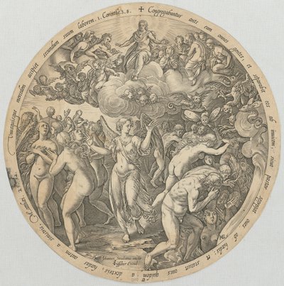 Adskillelsen af de retfærdige fra de uretfærdige, ark 2 i serien »De fire sidste ting« af Hendrick Goltzius