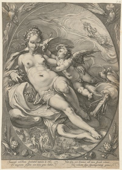 Venus og Cupido, blad 2 i serien »De tre gudinder« af Hendrick Goltzius