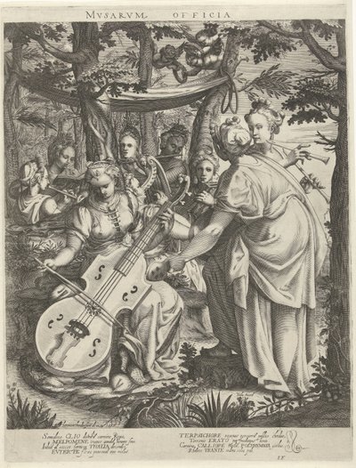 Koncert af de muzen op de Parnassus Offices of the Muses (titel på objekt) af Hendrick Hondius (I)