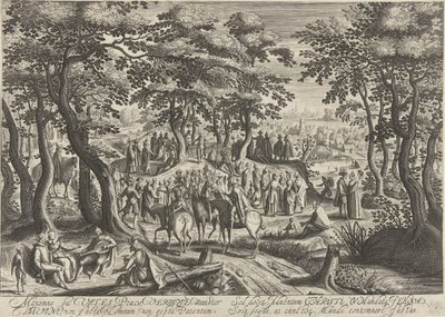 Johannes Døberen prædiker for mængden af Hendrick Hondius (I)