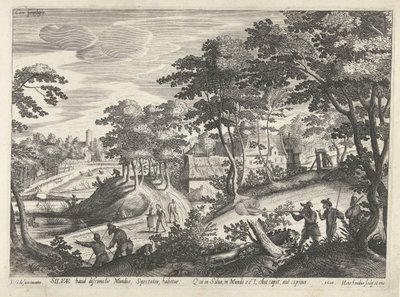 Landskab med en jagtscene af Hendrick Hondius (I)