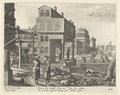Bybillede med hyrdernes tilbedelse af Hendrick Hondius (I)