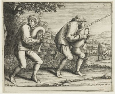 To sækkepiber Pilgrimsrejse til Molenbeek (serietitel) af Hendrick Hondius (I)