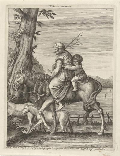 Kvinde og barn til hest af Hendrick Hondius (I)