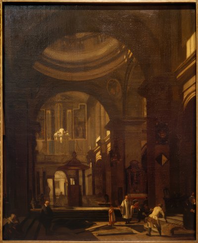 Interiør af en katolsk kirke med kuppel af Hendrick Jurianesz van Streek