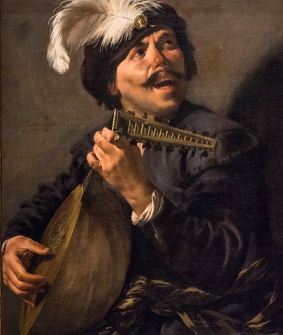 Lutspiller synger, ca. 1626 (Olie på lærred) af Hendrick Ter Brugghen